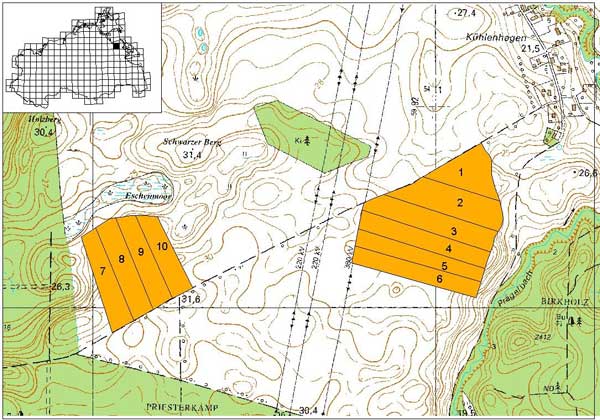 Lage der extensiv bewirtschafteten Ackerflächen (Andreas Kaffke & Birgit Litterski)
